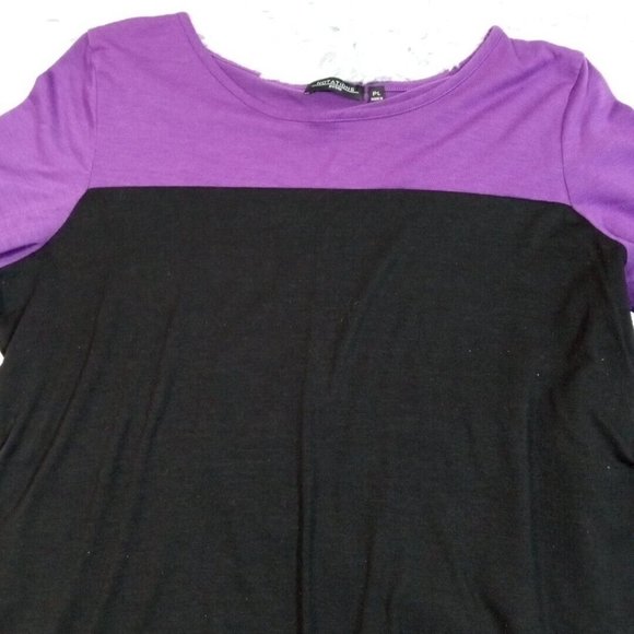 Notations Womens Shirt Blouse‎ Black Petite Large Purple Stretch Sheer Bottom - Picture 4 of 10